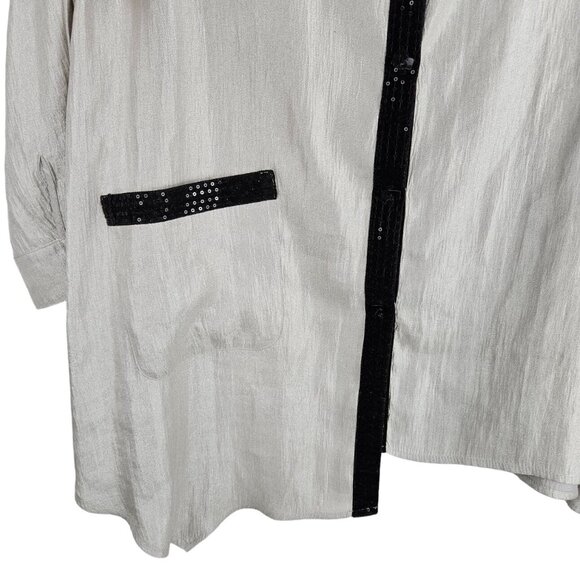 IC by Connie K Asymmetrical Shimmer Top Blouse Size XL Sequin Velvet 80s Style - Picture 5 of 10